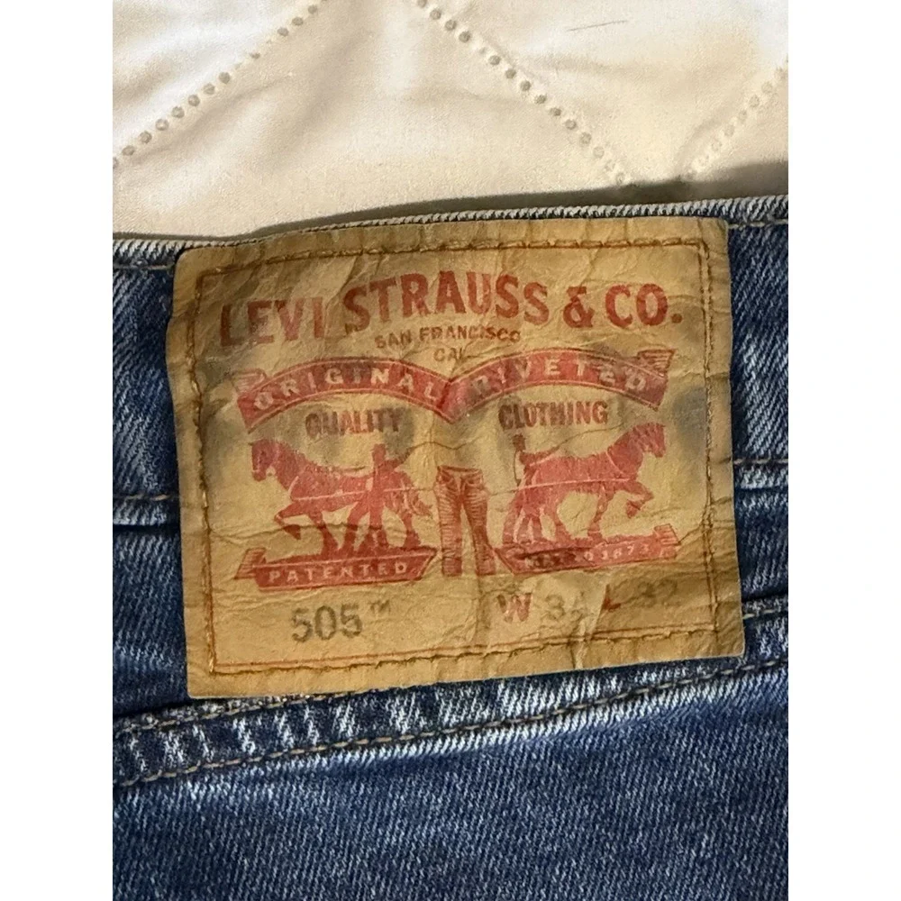 Levis‎ 505 Size Actual 34X32 Mens Blue Jeans Stretch Medium Wash